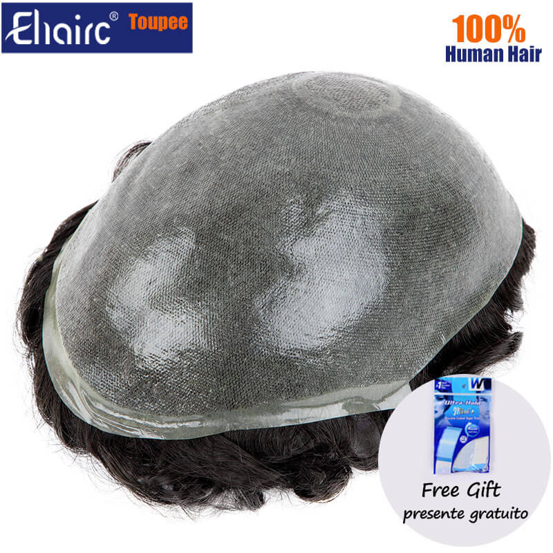 Permier Protesi per capelli umani maschili 0.04-0.06mm Pu Toupee Capelli da uomo Parrucche durevoli per uomo Parrucche da uomo per capelli umani indiani al 100%