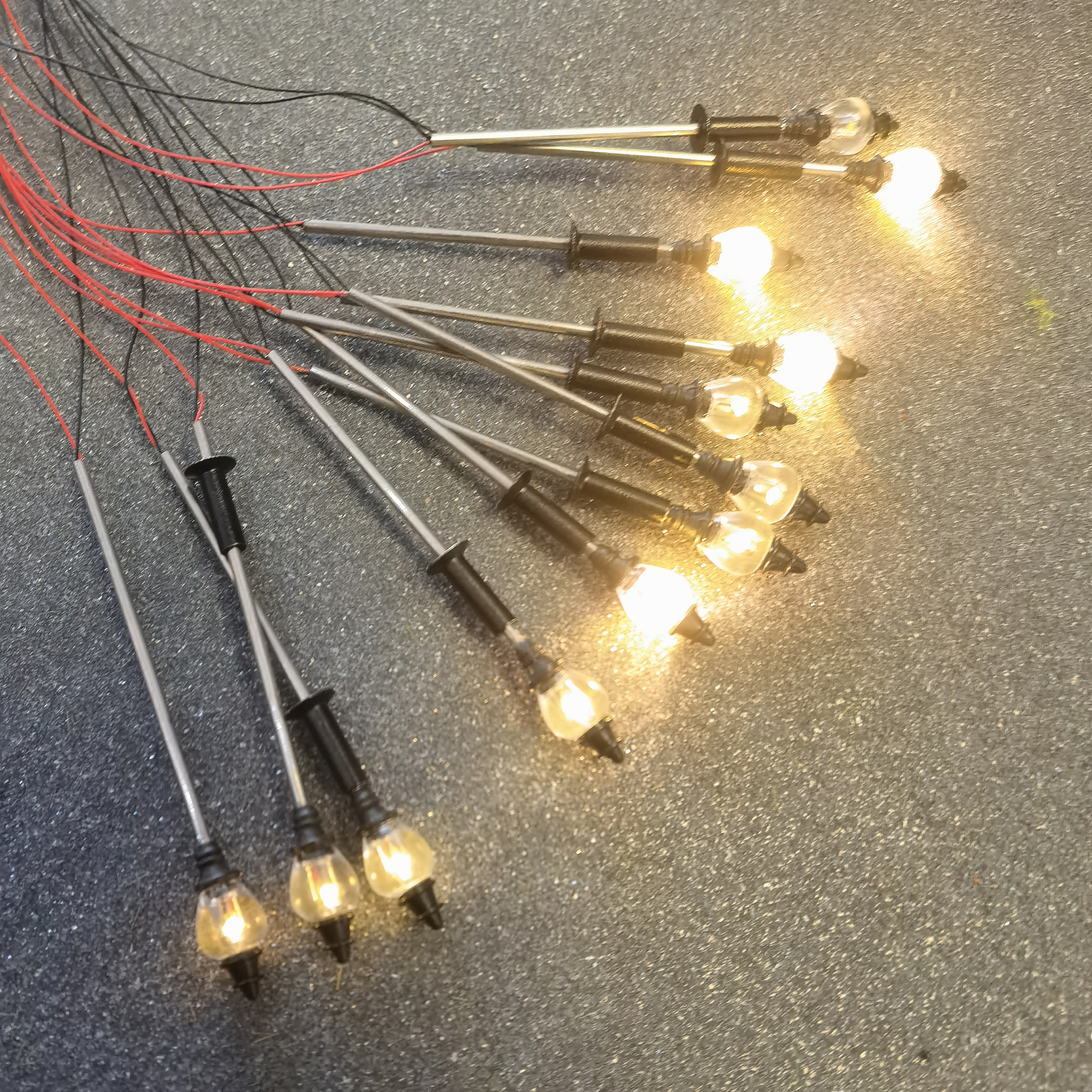 10 pçs modelo de lâmpada post pilar rua quente led luz diy material modelo post de luz 3v 1:87 ho escala areia mesa trem iluminação layout