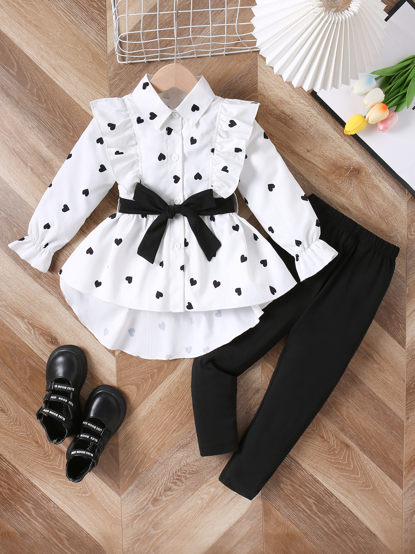 Set di Abbigliamento Primaverile e Autunnale per Bambine, Nuova Moda Camicia + Pantaloni 2 Pezzi, Regalo di Compleanno per Bambine da 1 a 8 Anni