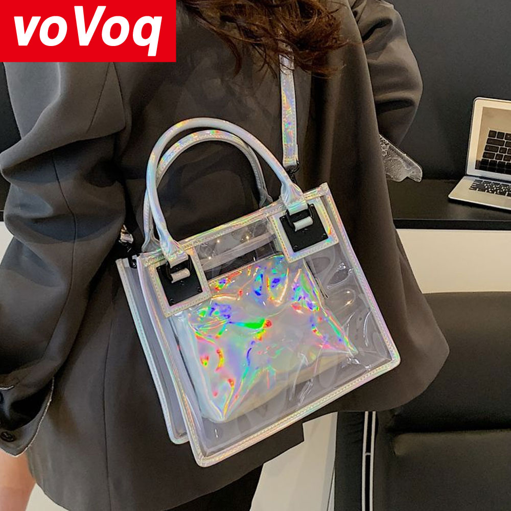 ฤดูร้อนใหม่โปร่งใส Tote กระเป๋าเกาหลีรุ่น Jelly Sub Composite กระเป๋ากระเป๋าชายหาดไหล่ Crossbody กระเป๋ากระเป๋าถือผู้หญิง