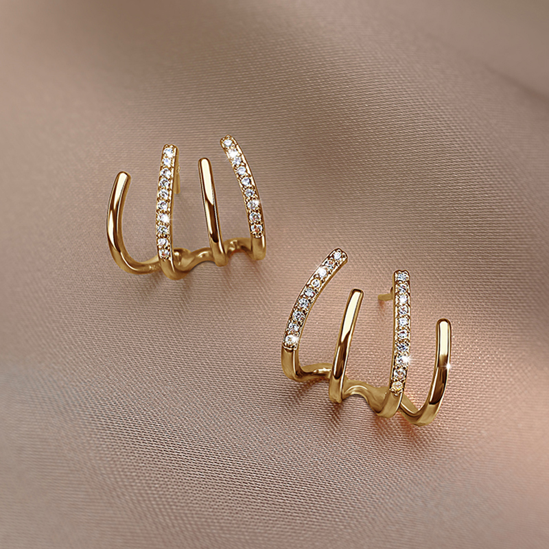 เงา 4 กรงเล็บต่างหูผู้หญิง 3A Zircon Multilayerประณีตต่างหูสาวงานแต่งงานแฟชั่นเครื่องประดับของขวัญ