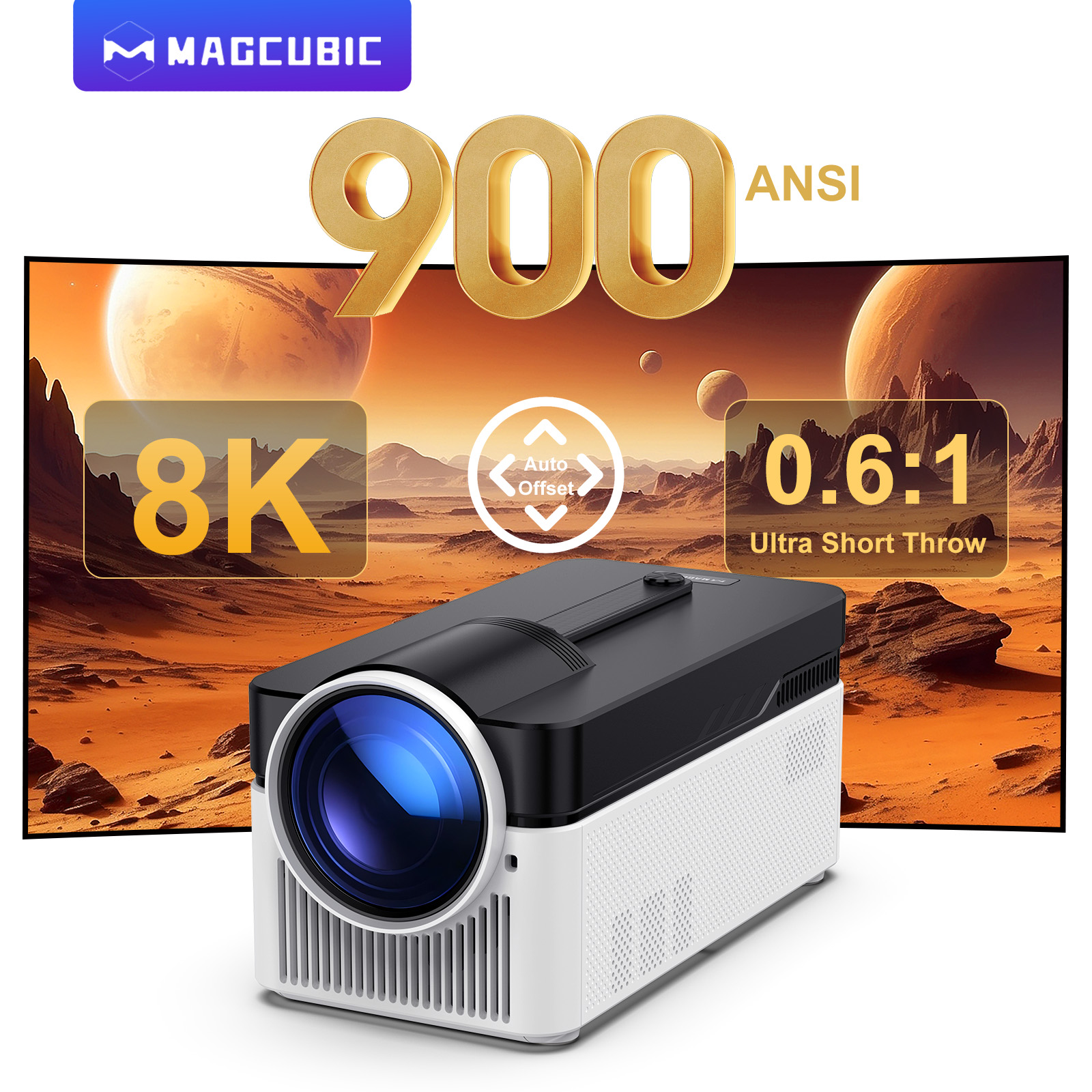 Projektor Magcubic Ultra Short Throw HY450 z automatycznym przesunięciem 8K 4K 1080P 900ANSI BT5.4 Elektroniczna ostrość WiFi6 AllwinnerH716 Voice