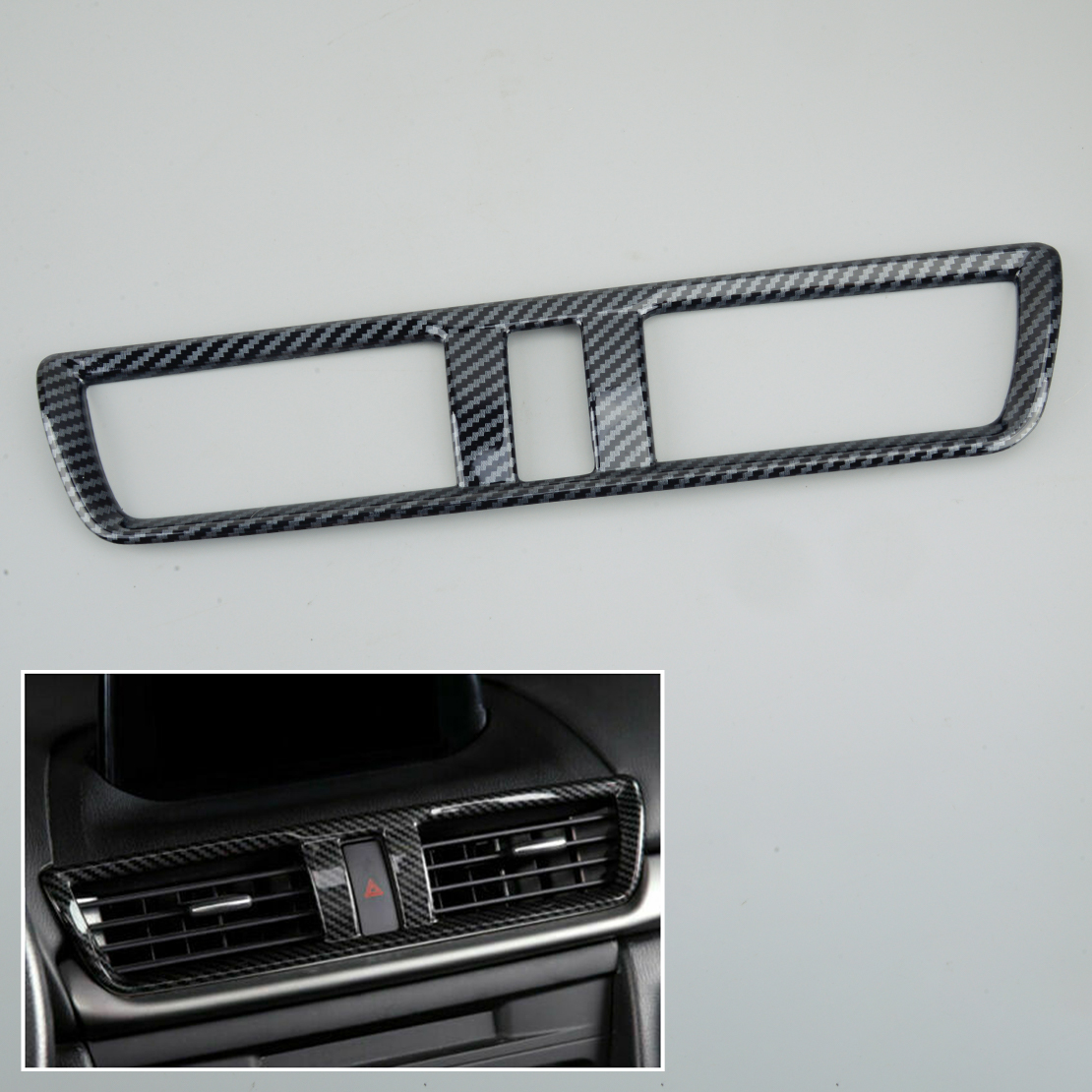Plastic Midden Luchtuitlaat Vent Cover Trim Frame Decor Fit voor Mazda 3 Axela 2014-2016 2017 2018 2019 Zwart Koolstofvezel Stijl
