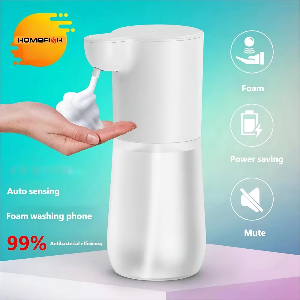 เครื่องจ่ายสบู่อัตโนมัติ HOMEFISH แบบสมาร์ทเซ็นเซอร์ 350 มล. ชาร์จผ่าน USB แบบไม่ต้องสัมผัส เครื่องจ่ายโฟมสบู่และเจลล้างมือ