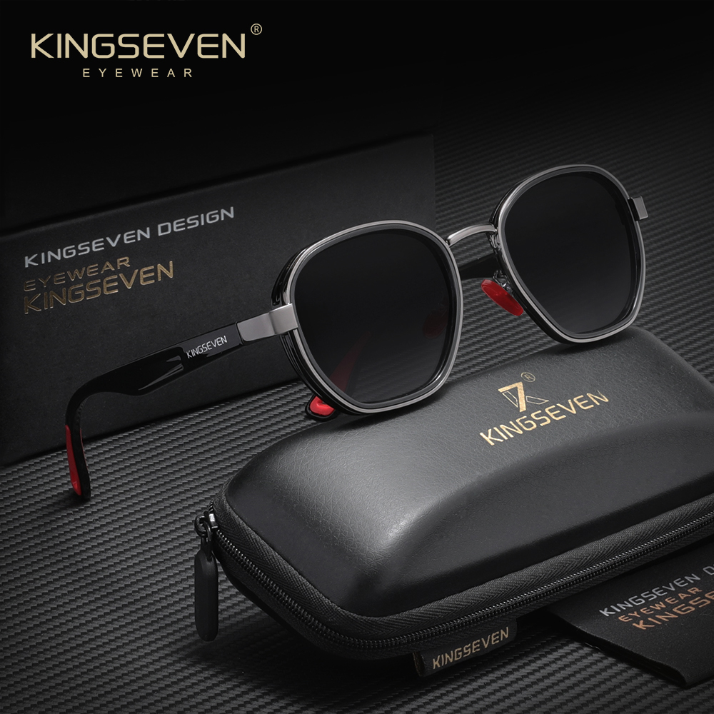 KINGSEVEN Gafas de sol redondas pequeñas para hombre, gafas polarizadas para mujer, gafas de viaje de lujo de estilo Retro, gafas de sol UV400