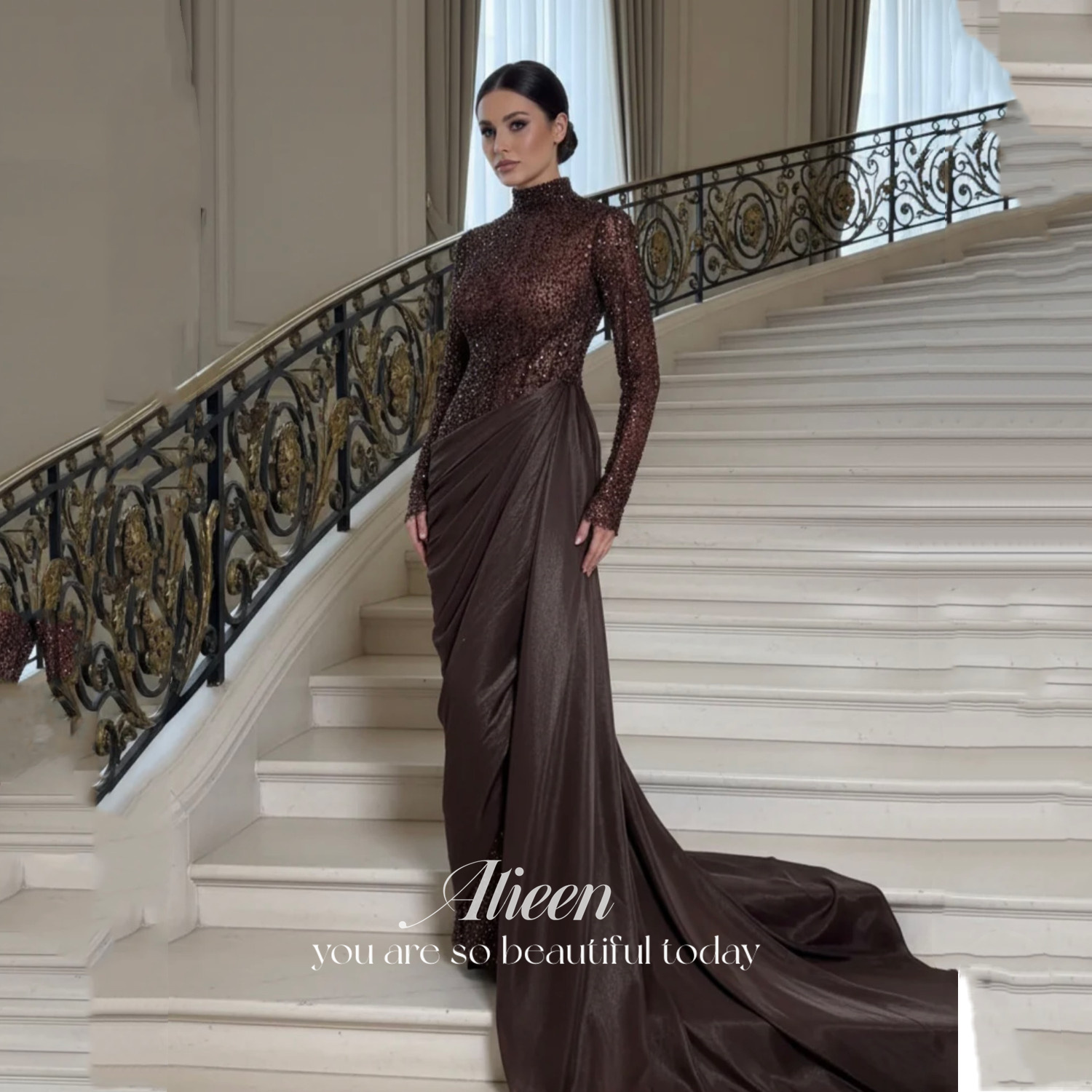 Вечерние платья Aileen: коричневое выпускное платье для особых случаев, элегантное вечернее платье-русалка на заказ для вечеринок