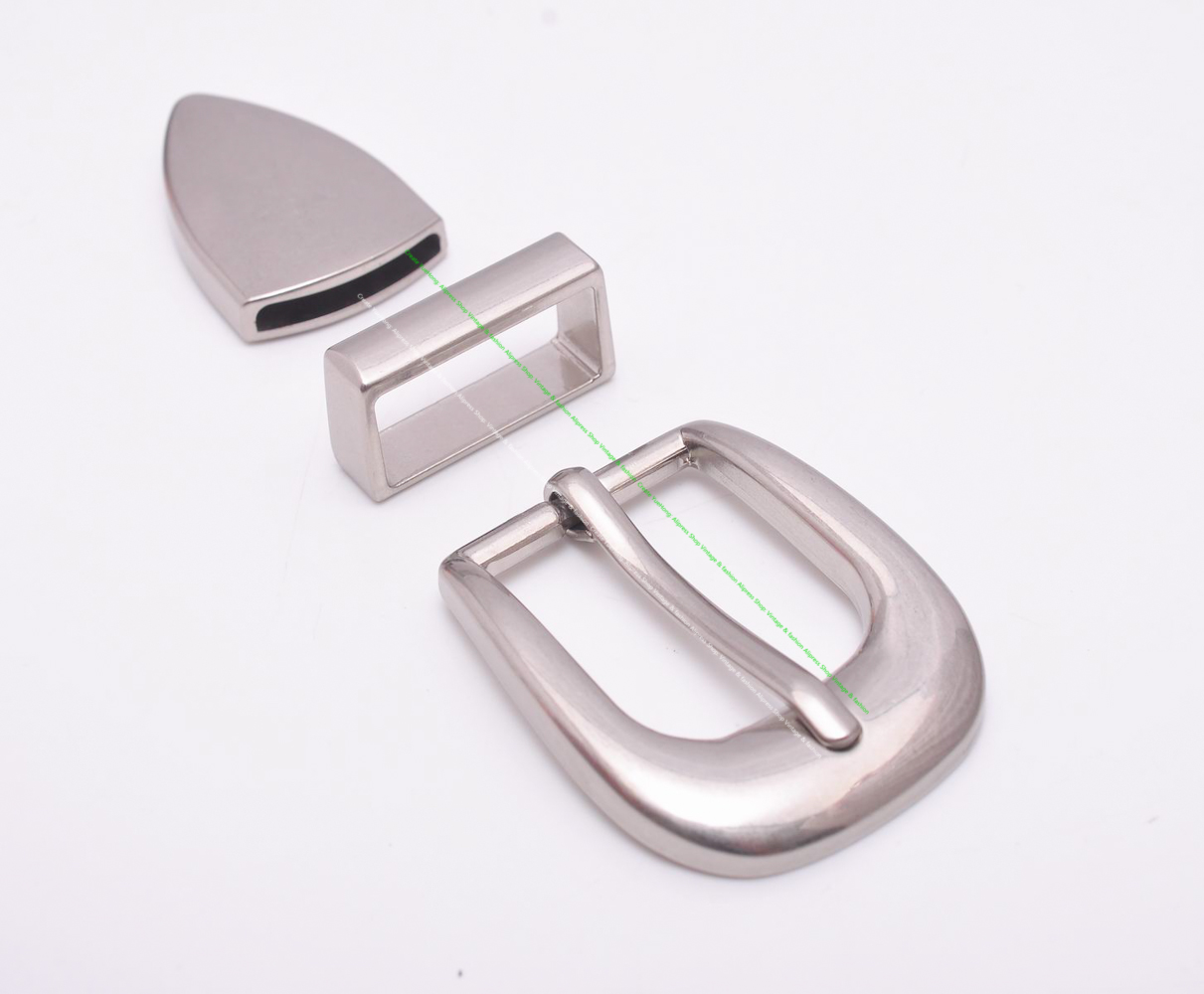 2,5 cm große silberne Texas Southwest Cowboy Rodeo Single Prong End Bar Gürtelschnalle Schlaufe und Spitze dreiteiliges Set Lederhandwerksschnalle