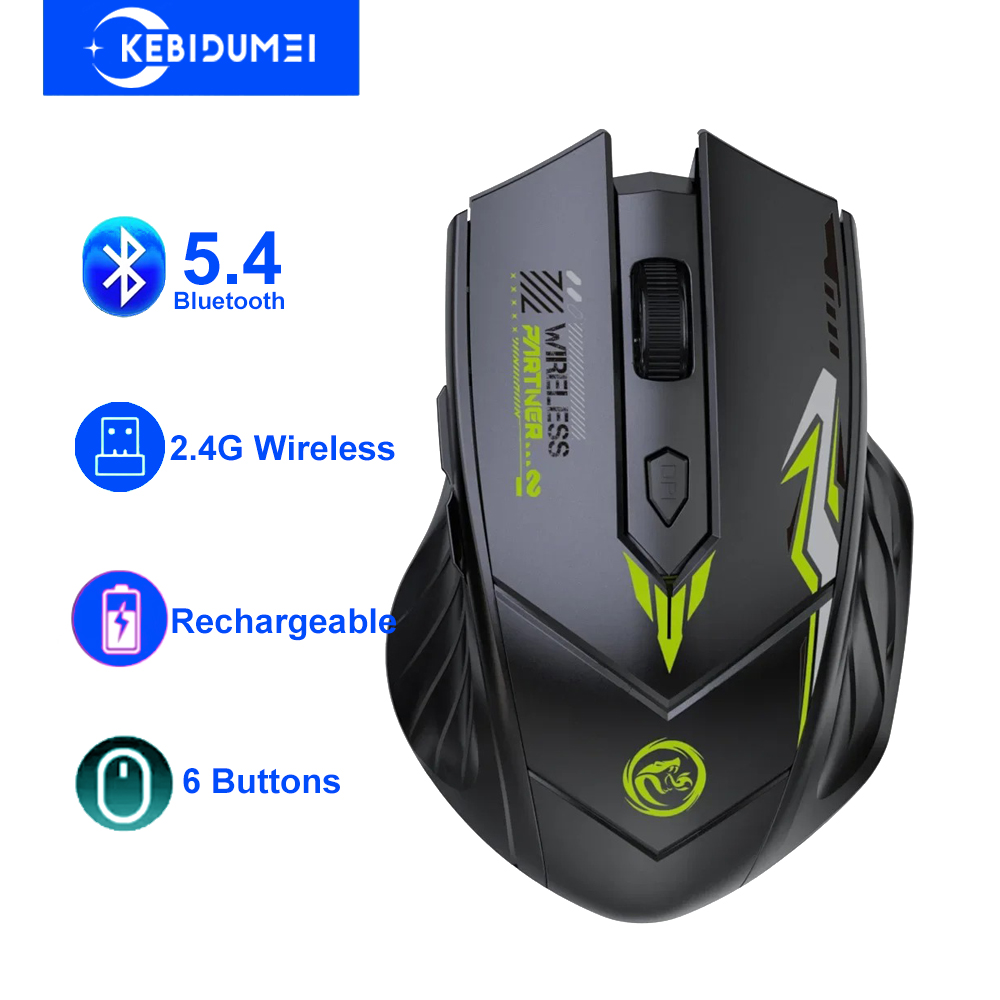 6 boutons 2.4G souris sans fil Bluetooth 5.4 souris double Mode souris Rechargeable 1600 DPI souris de bureau souris de jeu pour PC portable