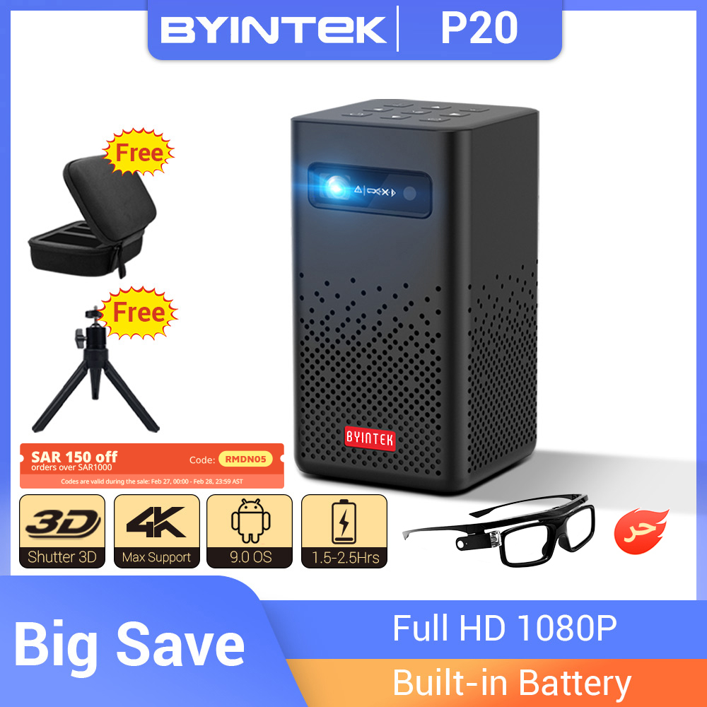 BYINTEK P20 Thông Minh Android Wifi LAsEr LED DLP Rạp Hát Tại Nhà Mini Di Động 3D Máy Chiếu 4K 1080P Projetor Cho điện Thoại Thông Minh 4K Điện Ảnh
