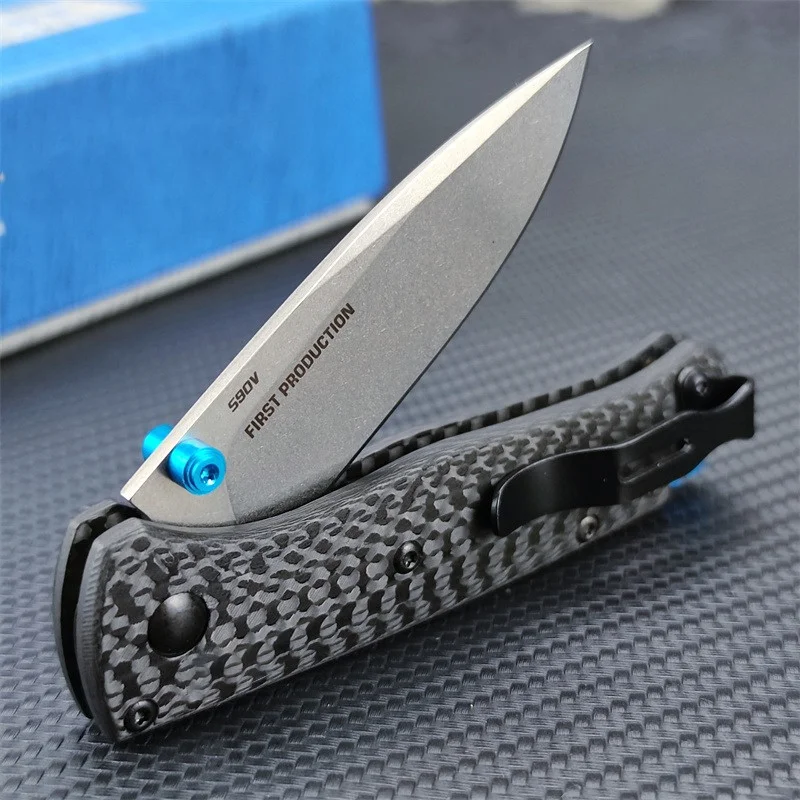 Мини Bugout BM 533-3 Карманный складной нож S90V Лезвие Ручки из углеродного волокна Легко носить с собой На открытом воздухе Тактическая защита Инструменты для выживания