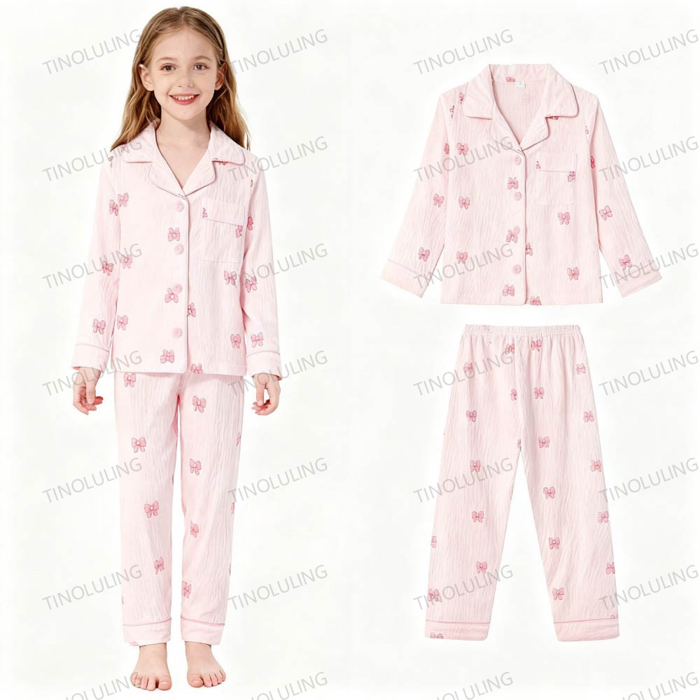 Pigiama in cotone morbido per ragazze Set pigiama con stampa animalier dei cartoni animati Pigiama per bambini Completo da notte per bambini Pigiama a maniche lunghe