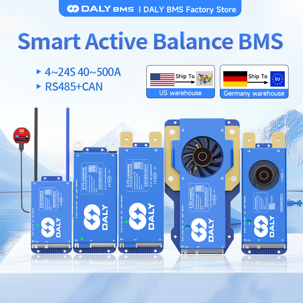 Daly BMS 4S 8S 10S 13S16S 17S 24s Smart bms wifi Keseimbangan aktif BT 200A 100A 150A Lifepo4 Li-ion bms lifepo4 Jerman US Pengiriman