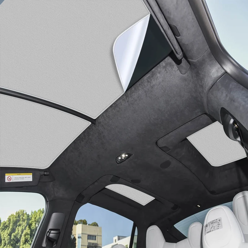 Tesla Model X 2019-2026 Kain Suede Penahan Panas Elektrostatik untuk Sunroof - Anti-UV dan Insulasi Panas