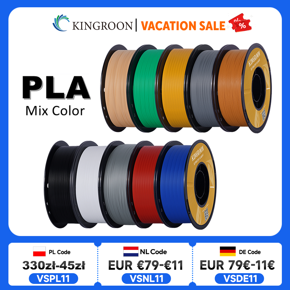 KINGROON PLA Filament 1,75 мм 5/10 кг пластик для 3D-принтера, стандартные нити для 3D-печати в рулоне, смешанные цвета, местная доставка