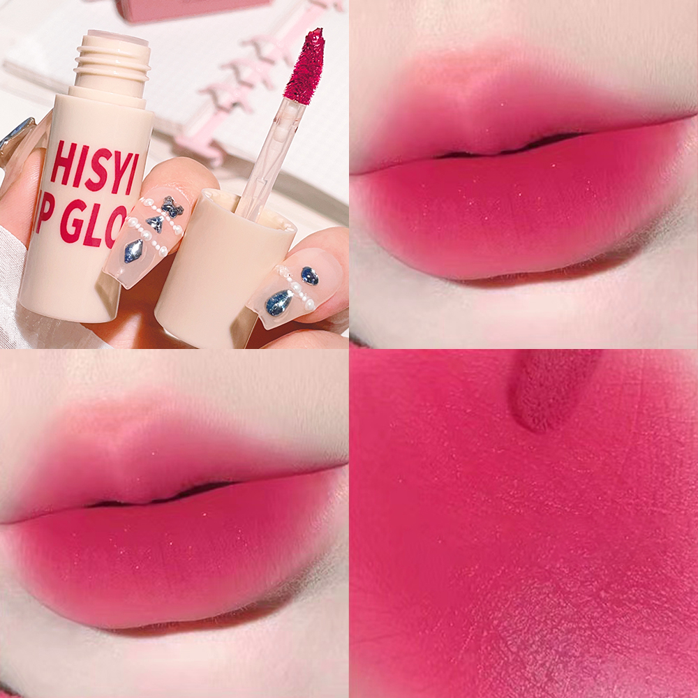 6-kleuren matte fluwelen lipglazuur, natuurlijke, langdurige, sterk gepigmenteerde lippenstift, draagbare matte afwerking universele lipglazuur make-up