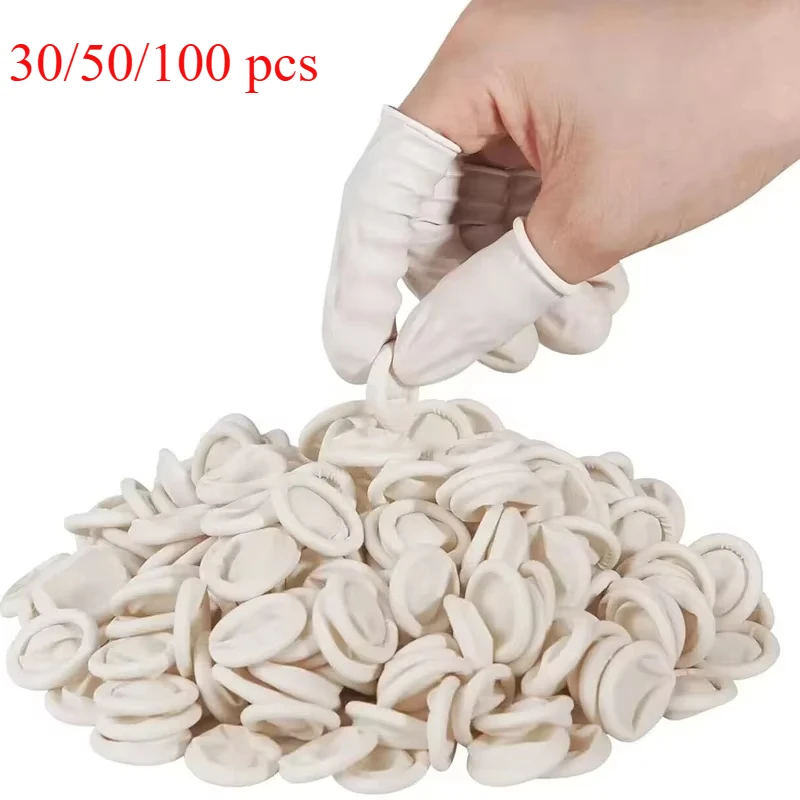 Gants de protection du bout des doigts en Latex, outil de réparation de montre, antidérapant, antistatique pour Kit d'horloger, gants en caoutchouc, 30/50/100 pièces