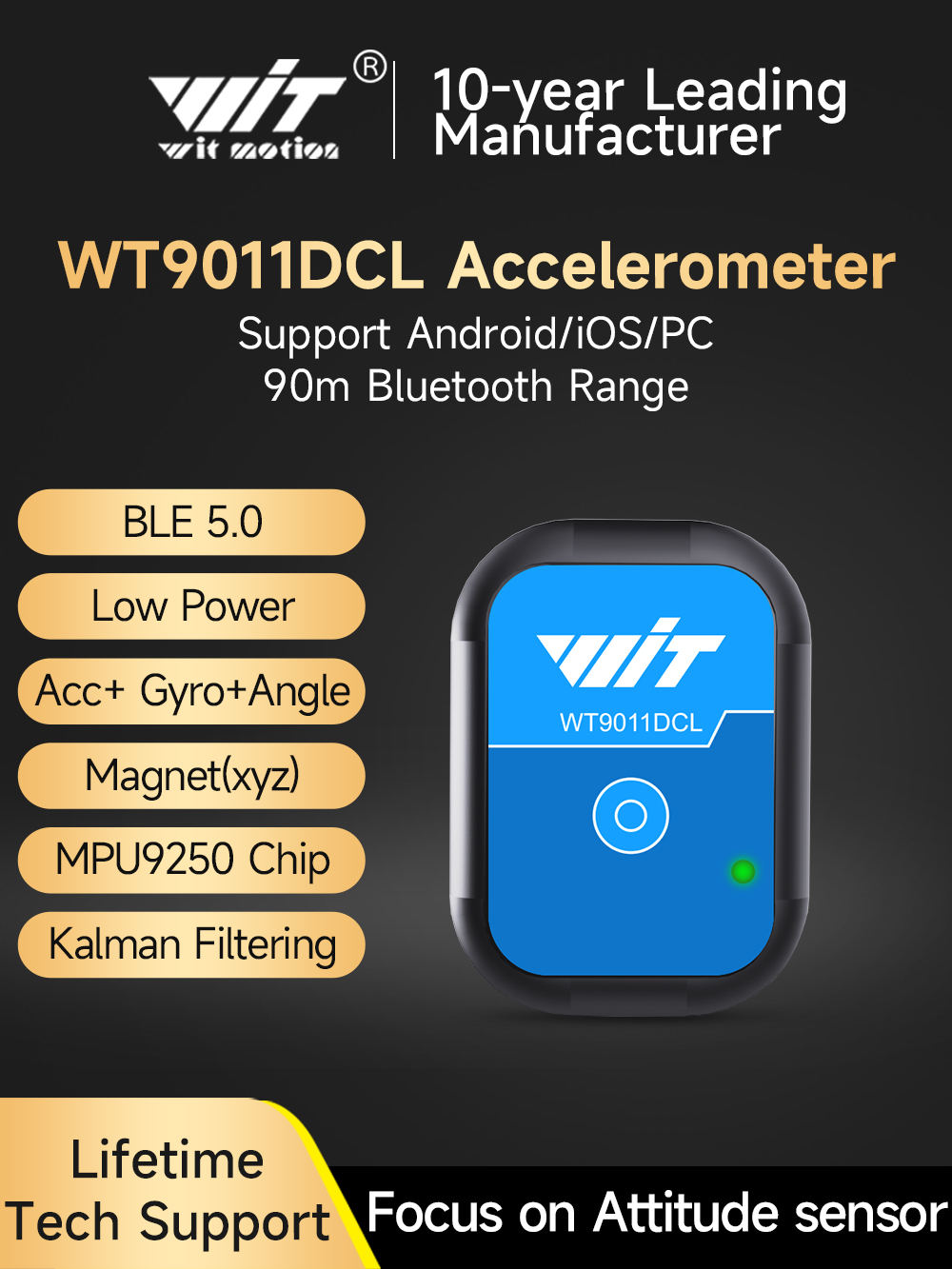 WitMotion WT9011DCL Bluetooth 5.0 Акселерометр, гироскоп, датчик угла, электронный компас, магнитометр, инклинометр для Arduino