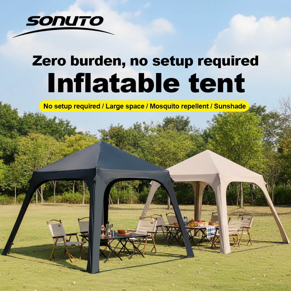 Sonuto 3x3m Opblaasbaar Paviljoen met UV-bescherming, Snel Op te zetten Lucht Evenementenverblijf, Waterdicht Winddicht Glamping Luifel Tent