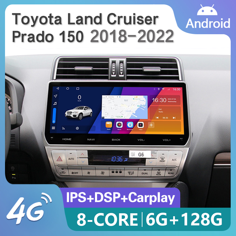 12,3-дюймовый 2 Din Android автомобильный стерео радио для Toyota Land Cruiser Prado 150 2018 2019 2020 2021 2022 2023 мультимедийный видеоплеер навигация GPS Carplay головное устройство плеер с экраном