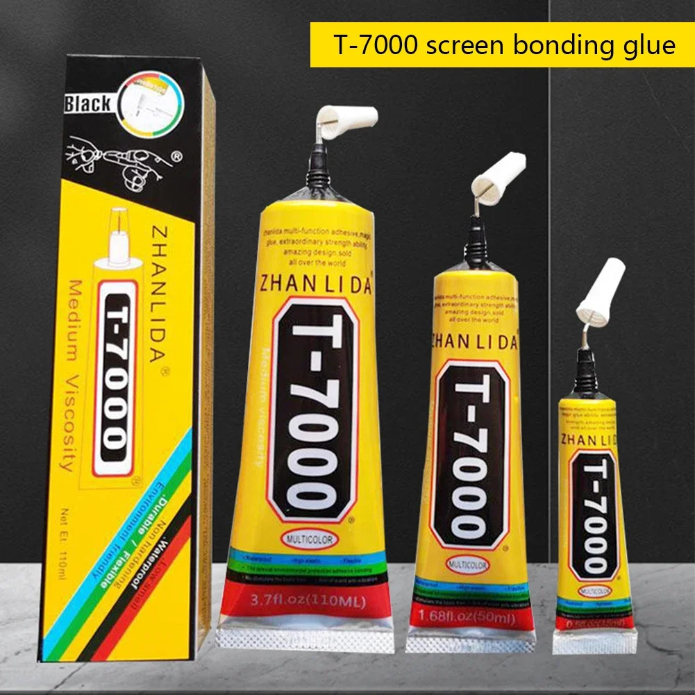 15ML 50ML 110ML T7000 Black Contact Cellphone Tablet Repair Adhesive Zhanlida Strong t-7000 Glue With Fine Needle Outlet