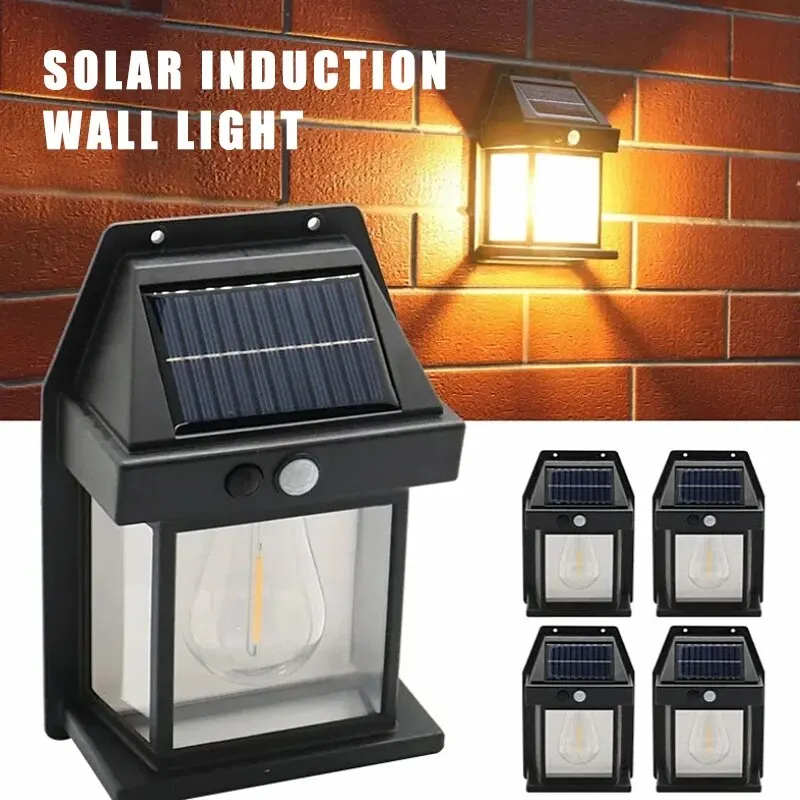Outdoor Solar Wand leuchte wasserdichte Wolfram Filament Lampe Induktion lampe Haushalt Garten Wand leuchte Villa Beleuchtung Nachtlicht