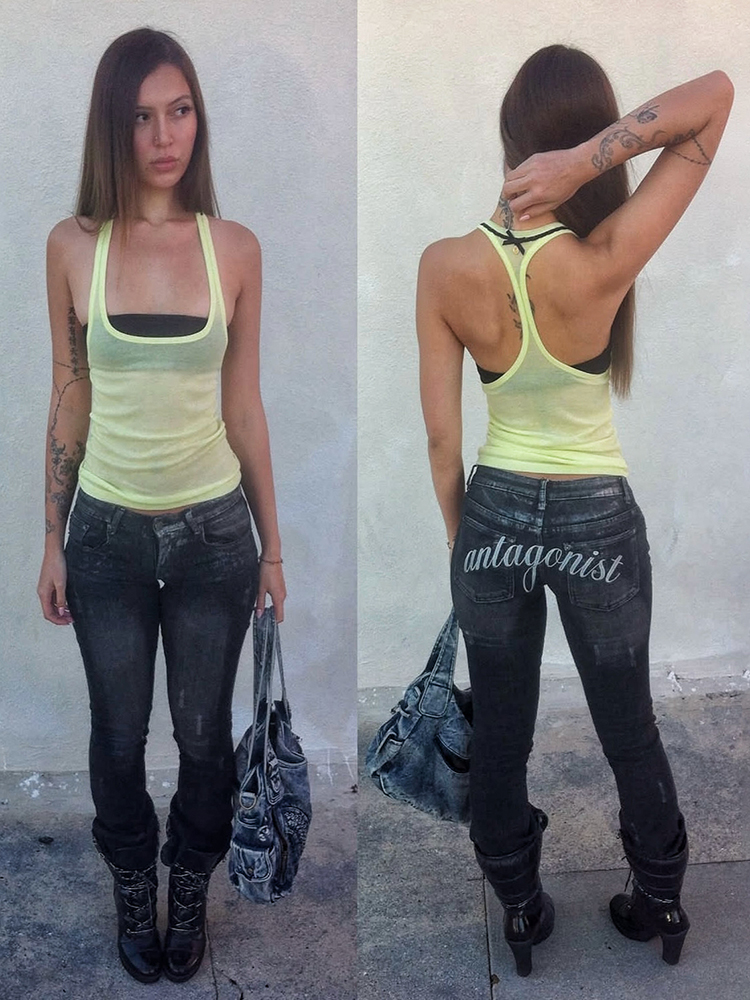 Sisterlinda Débardeur Femme à Nœud en Ruban, Dos Nu, Col Bas, Ample, Transparent, Été, Style Urbain, Simple, Classique, Élastique, Tenue de Club