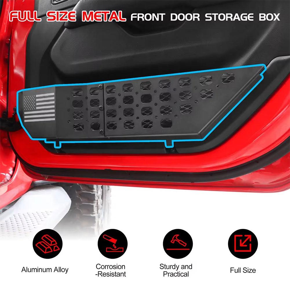   Pour Jeep WRANGLER JL JLU 4XE 18-23 boîte de rangement de poche de porte avant de voiture en métal organisateur pour Jeep WRANGLER JL accessoire intérieur R4I5