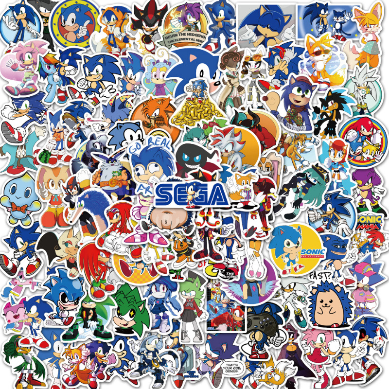 50/100 Uds pegatinas sónicas lindos juguetes clásicos de dibujos animados calcomanías de decoración DIY papelería funda de teléfono niños pegatina de animé juguete