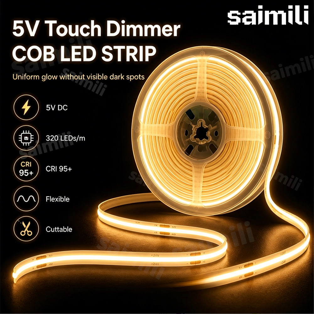 LED COB Lichtstreifen mit Touch-Dimmer Flexibles Diodenband 5V USB Lineare Innenbeleuchtung Lampe Raum DIY TV Spiegel Hintergrundbeleuchtung Wanddekoration