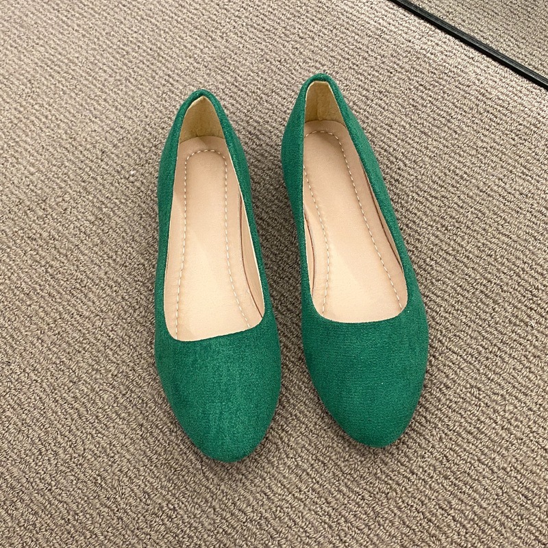 Moda novo casaco cor sólida grande boca leve camurça feminina confortável sapatos planos zapatos de mujer