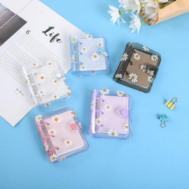 Mini 3 HoleTransparent Daisy Binder Note Planner Organizer สมุดบันทึกไดอารี่แหวน Binder Kawaii School Supply นักเรียนของขวัญ
