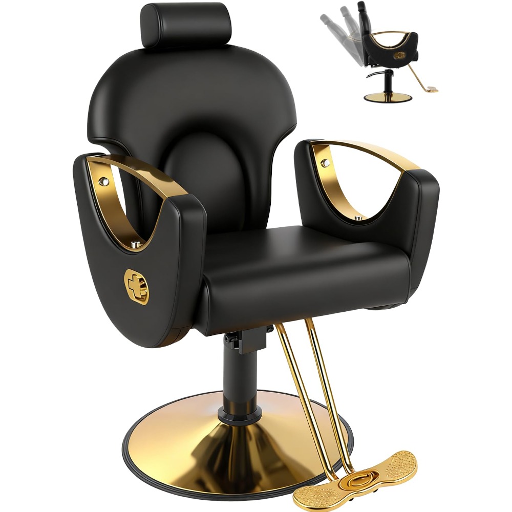 Professional Reclining Barber Salon Chair for Hair Stylist Heavy Duty Hydraulic Pump Customizable Stylist Chairs