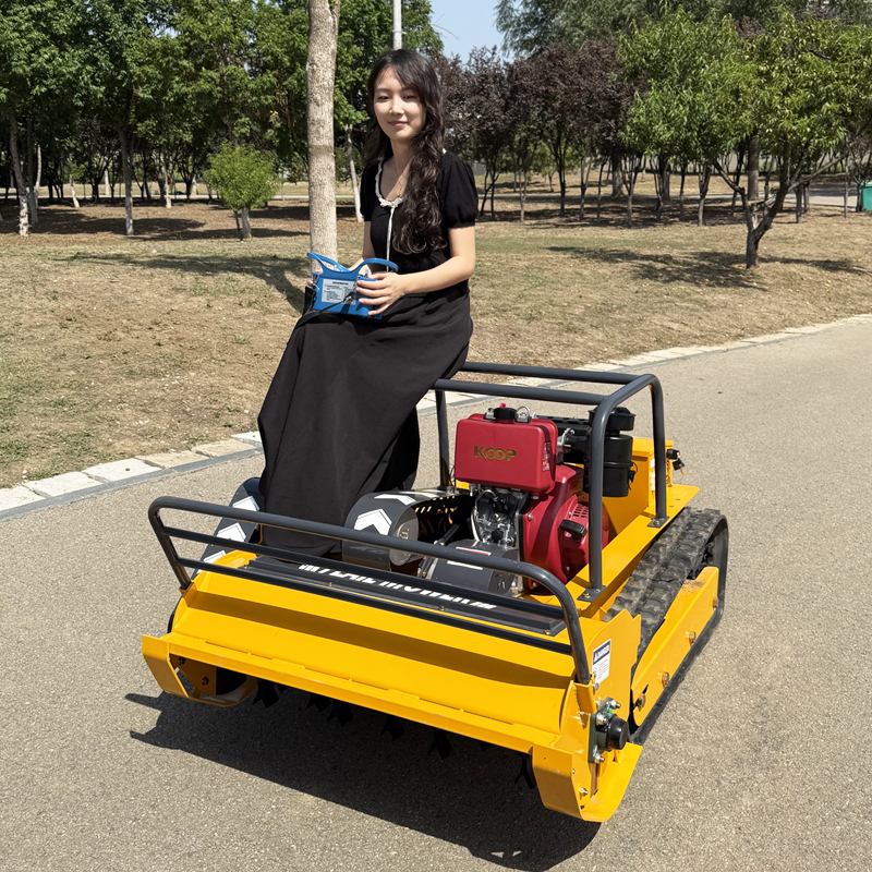 Customized 25hp Remote Control Flail Lawn Mower 1000cm Cylinder Steel Construction  Options