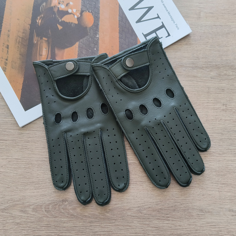 ใหม่ถุงมือหนังผู้ชายบาง Lineless Hollow Breathable ครีมกันแดดกลางแจ้งขี่และขับรถถุงมือหนังแกะ
