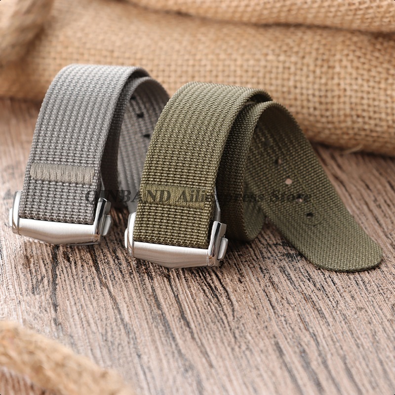 20mm 22mm Waterproof Bracelet Canvas Nylon Watchband Men Women Military Sport Wristbelt Folding Buckle Strap Universal Watchband