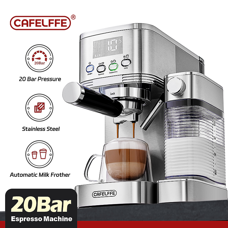 Cafelffe Полностью автоматические эспрессо-машины Автоматическая пена молока Молотый кофе Из нержавеющей стали Капучино Кафетерий 20 бар