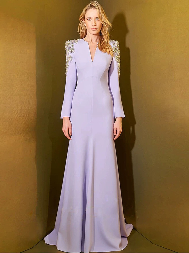 HIGH STREET Neueste Mode 2026 Designer Party Vestido Damen Diamanten Verziertes Schlitz-Maxikleid
