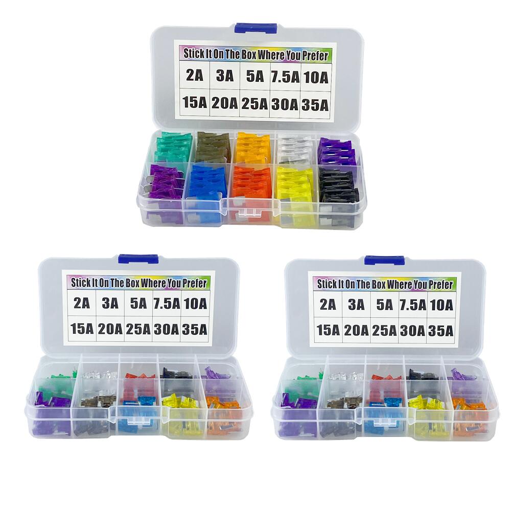 Średnie mini bezpieczniki samochodowe 2A/3A/5A/7,5A/10A/15A/20A/25A/30A/35A Amp z etui do przechowywania zestaw bezpieczników płaskich