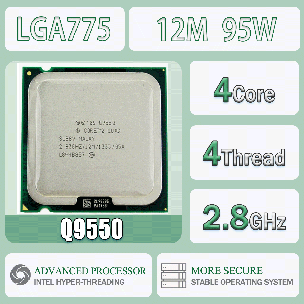 Procesor Intel Core Q9550 2.8 GHz Quad-Core Quad-Thread 12M 95W Q 9550 Komputerowy CPU Serwerowy Pakiet LGA 775