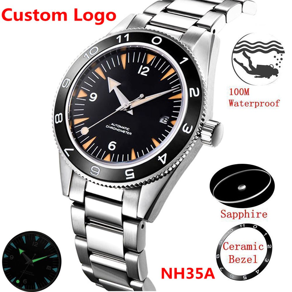 Lunette en céramique personnalisée 100 étanche luxe NH35 Corgeut montre hommes 41mm saphir mécanique horloge plongeur montre-bracelet automatique