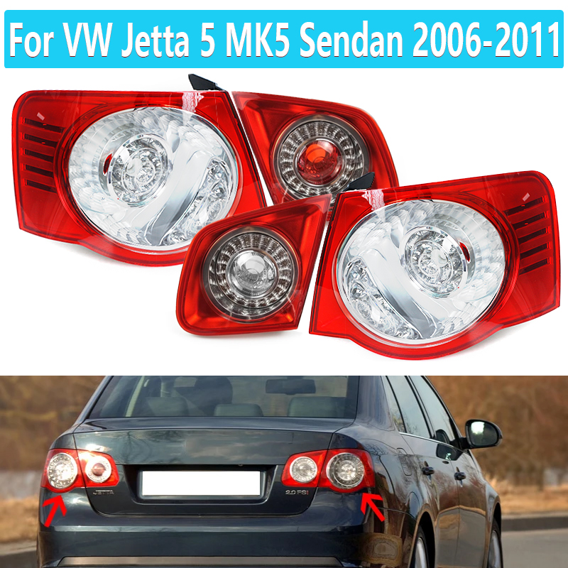 รถ LED ไฟท้ายด้านหลังโคมไฟ DRL ด้านนอกซ้ายขวาสําหรับ VW Jetta 5 MK5 Sendan 2006 2007 2008 2009 2010 2011