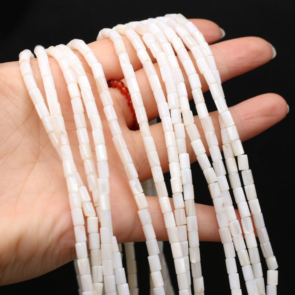 Grânulos de concha natural mãe cilíndrica pérola solta grânulos isolamento grânulo para fazer jóias diy pulseira colar acessórios