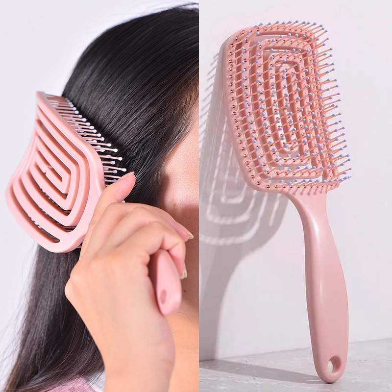 1 pçs pente de massagem elástica oco para fora escova de cabelo pentes de massagem do couro cabeludo estilo de cabelo desembaraçador secagem rápida ferramenta desembaraçadora