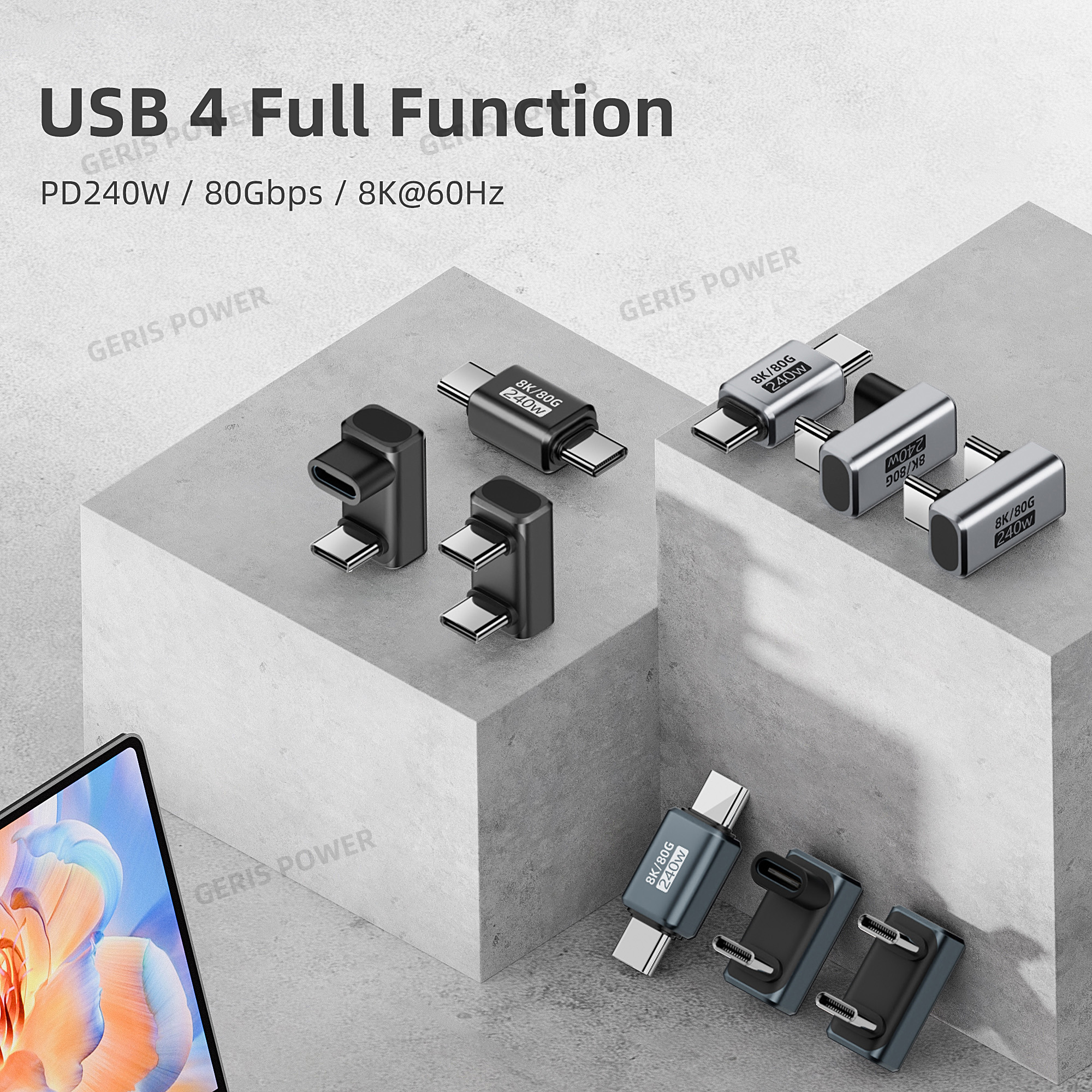 Connettore caricabatterie USB 4.0 PD 240W 8K 60Hz per MacBook 80Gbps USB C OTG ad alta velocità a forma di U maschio a femmina adattatore Extender