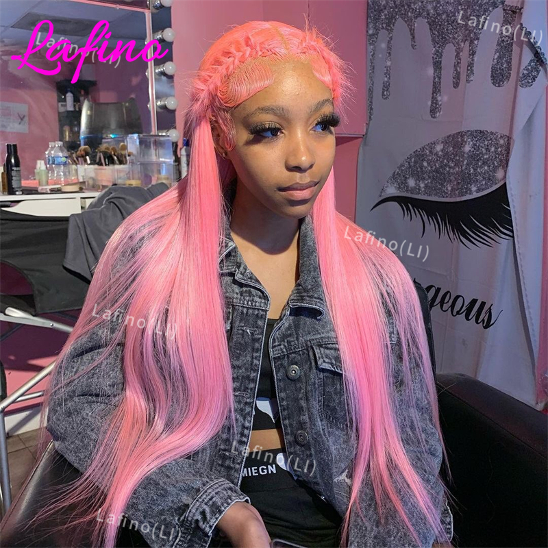 Wig Rambut Asli 30 Inch 13x4 Pink Lace Front, Wig 13x6 Straight Hd Lace Frontal Untuk Wanita, Wig Warna Pink Muda Brasil