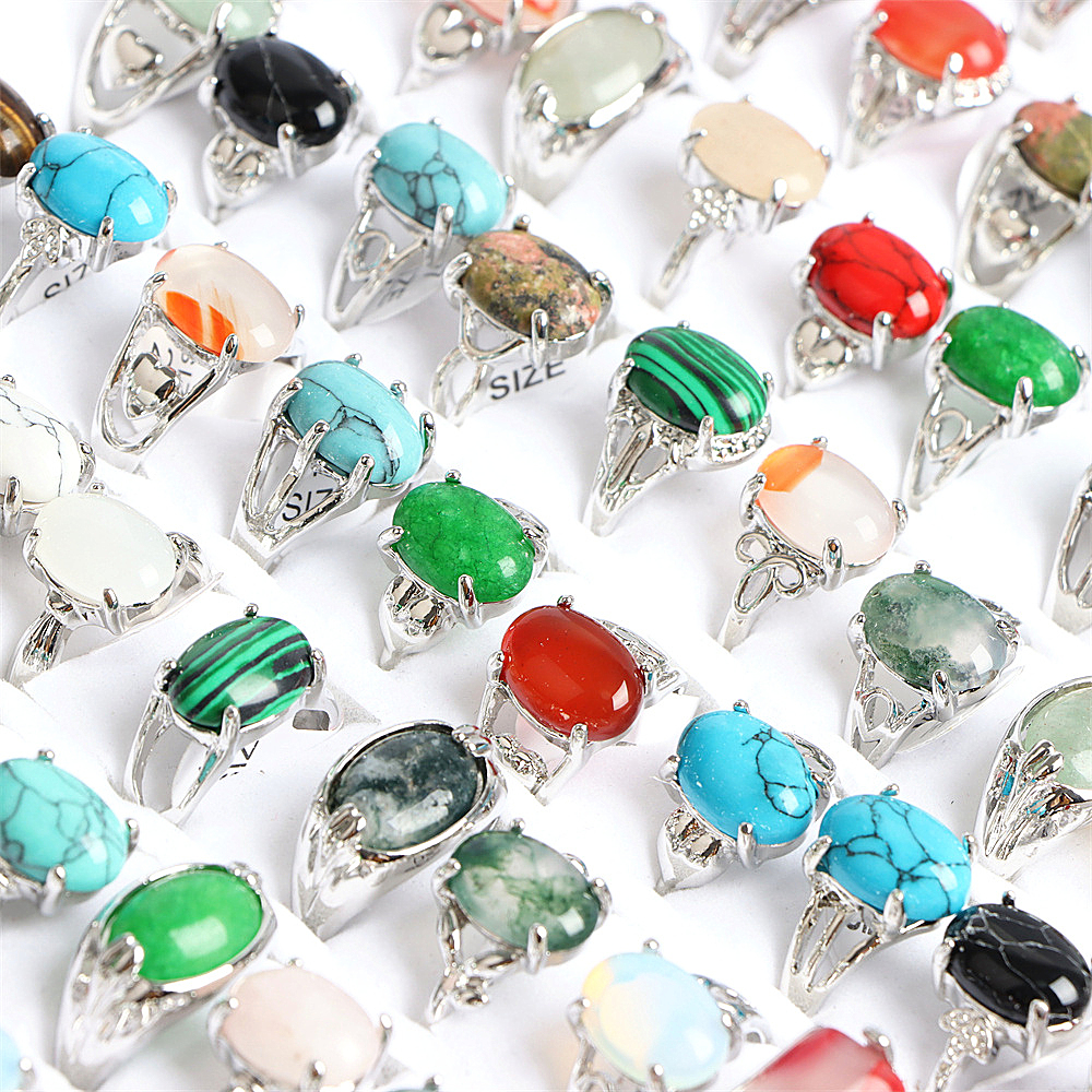 10 Teile/los Mode Böhmischen Naturstein Ringe Schmuck männer frauen Ringe Täglichen Party Schmuck Nach Dem Zufall Versendet