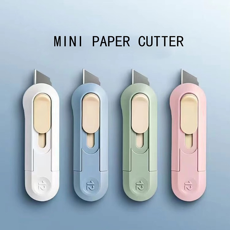 Cortador de papel portátil, cuchillo para obras de arte de alta calidad, abridor de cajas con rebote automático, cortador de bolsillo para herramientas de oficina, suministros escolares