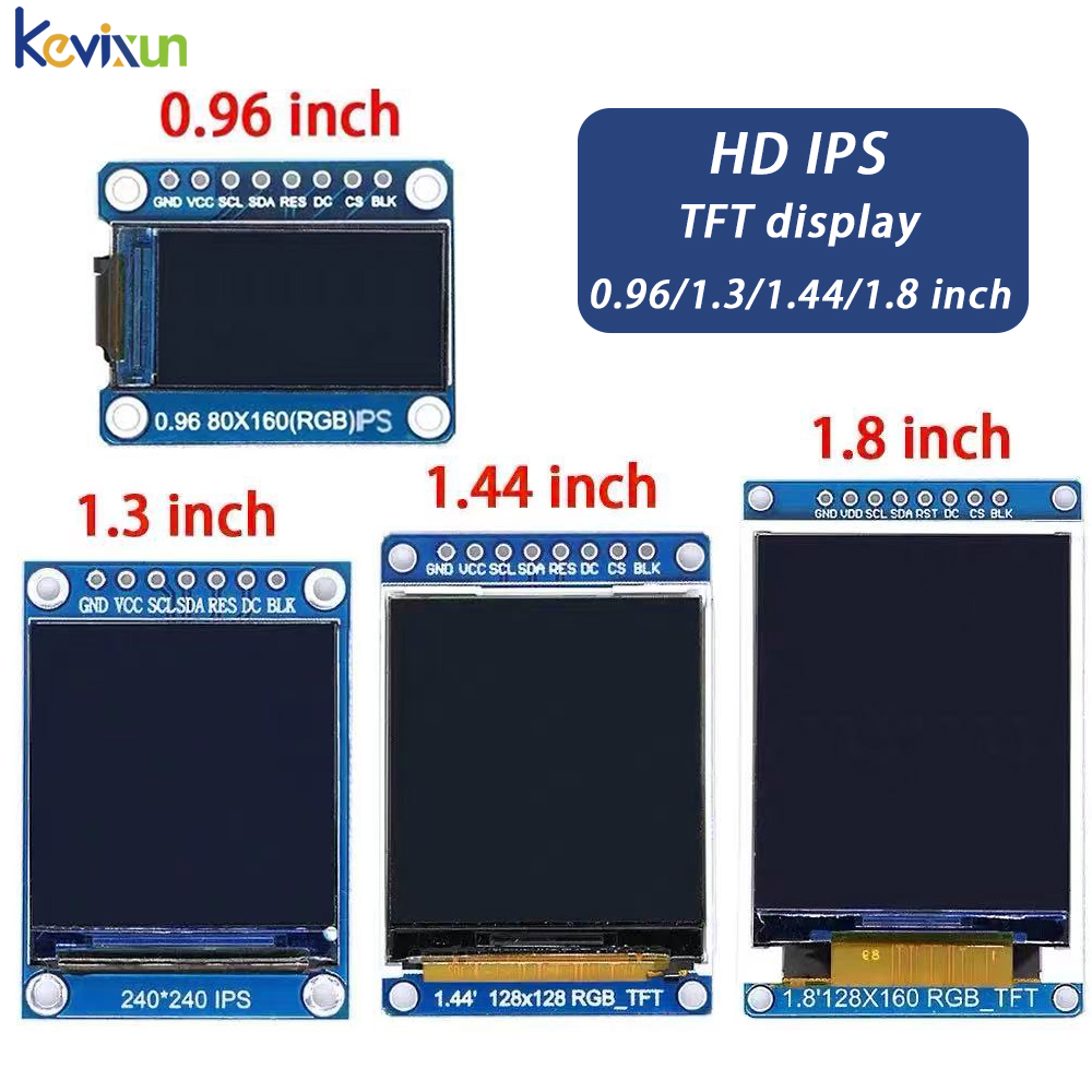 TFT Display 0.96/1.3/1.44/1.8 Inch TFT Full Color Screen LCD Module ST7735 ILI9341 Driver Interface SPI for Arduino