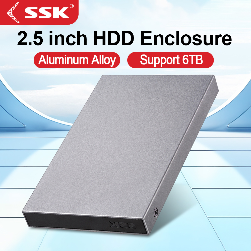 Ssk alumínio 2.5 Polegada gabinete de disco rígido usb c 3.1 6gbps para sata externo hdd caso adaptador sata hdd ssd com uasp compatível
