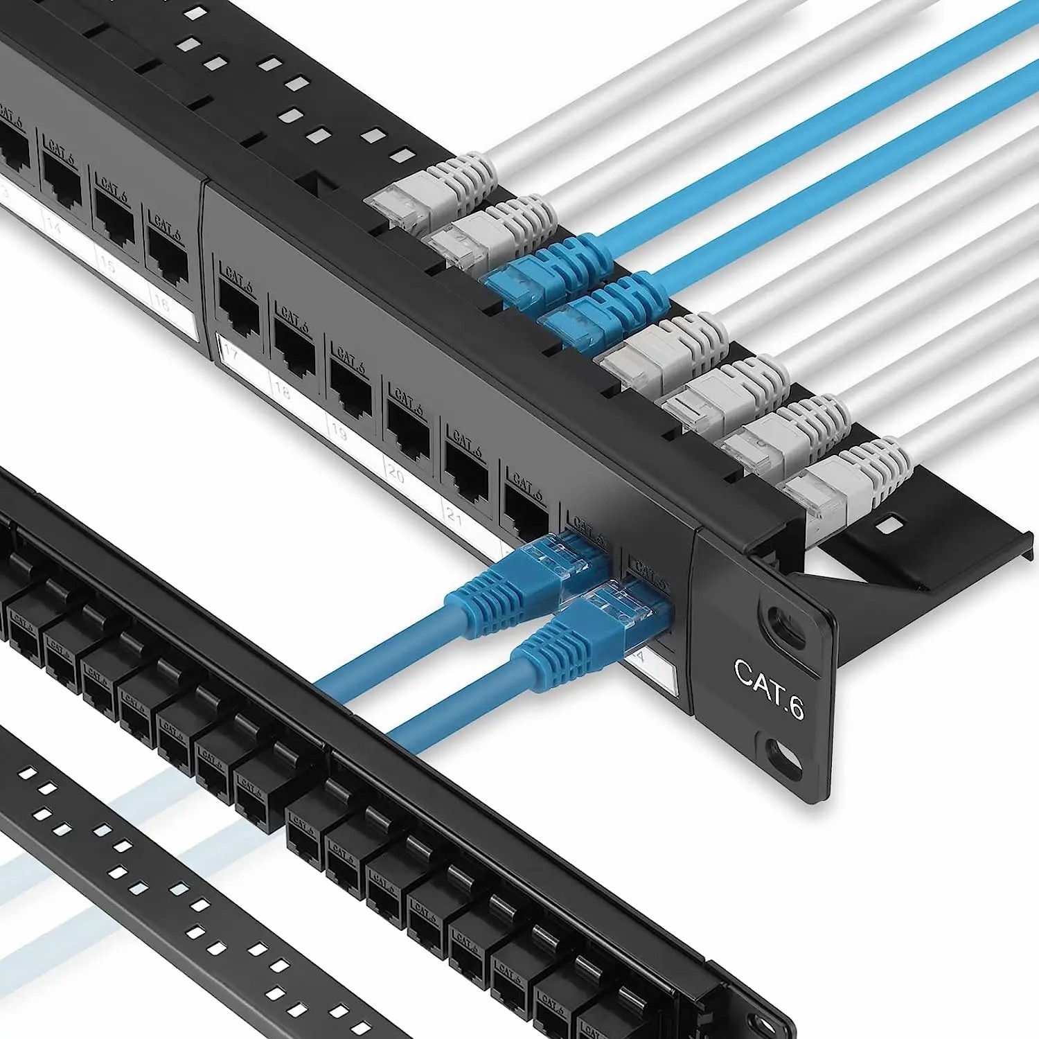 Патч-панель ZoeRax, 24 порта Cat6 Cat6a Cat7 с линейным Keystone 10G, патч-панель с соединителем RJ45, 19 дюймов со съемной задней панелью